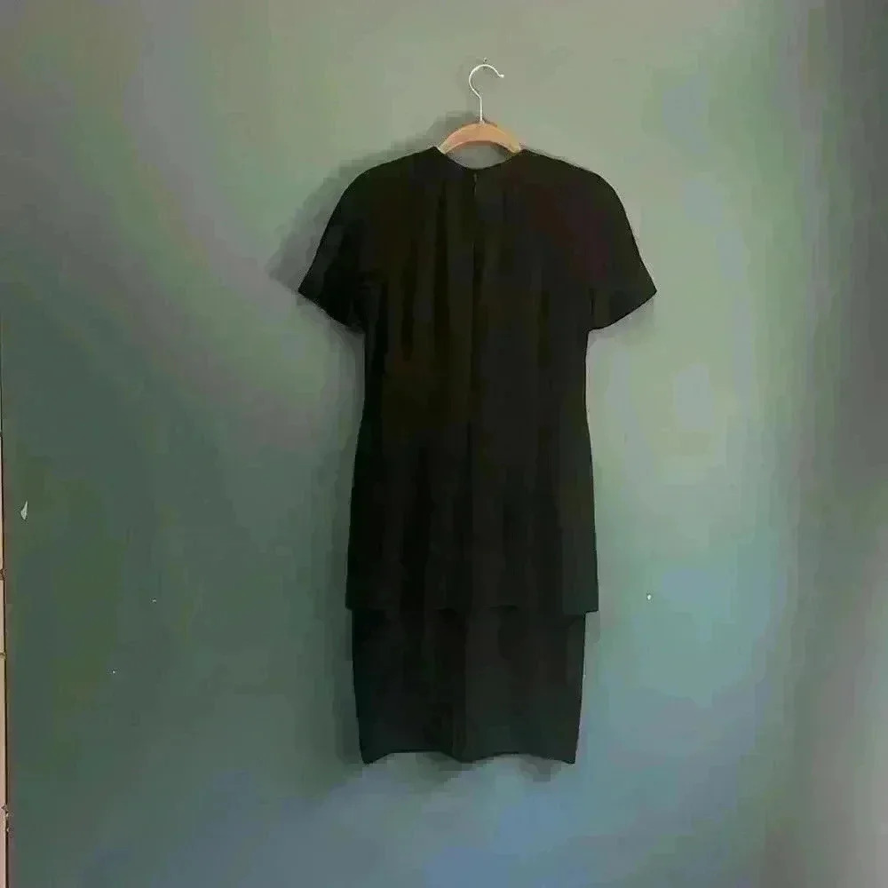 Liz Claiborne‎ black Midi two-tone, short sleeve dress women’s size 4 vintage
